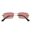CHANELLE - Rimless Small Rectangle Sunglasses Gold Pink Fade Morspecs