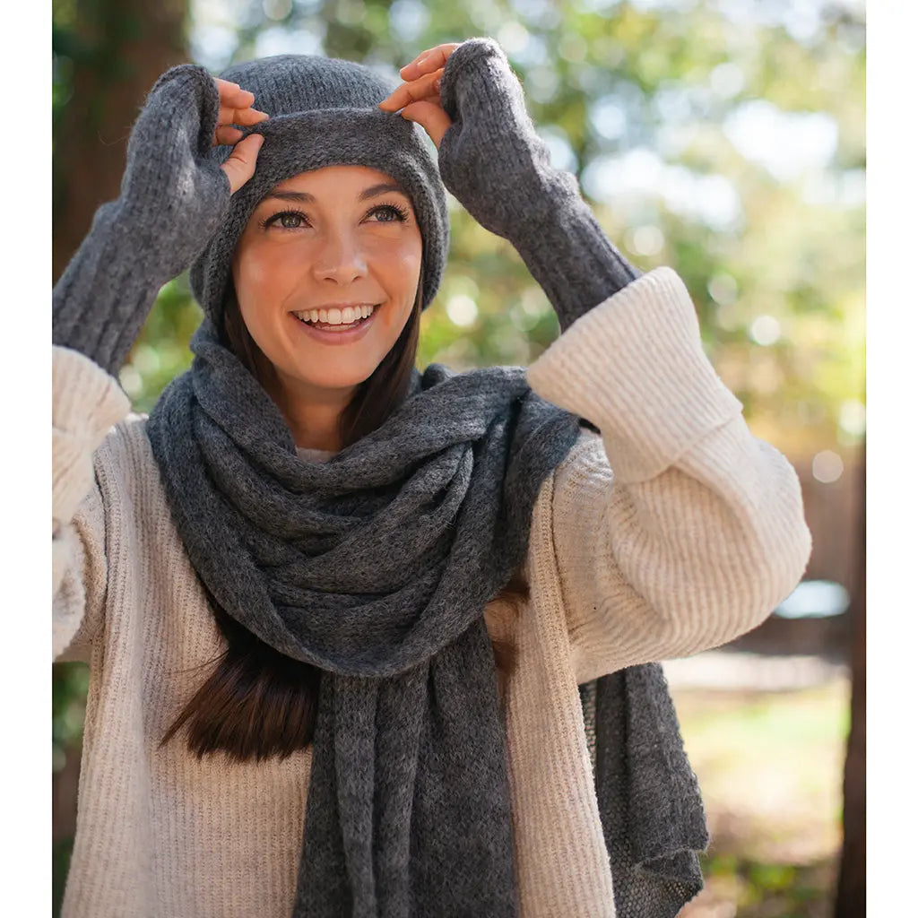 Charcoal Essential Knit Alpaca Gloves Allpa