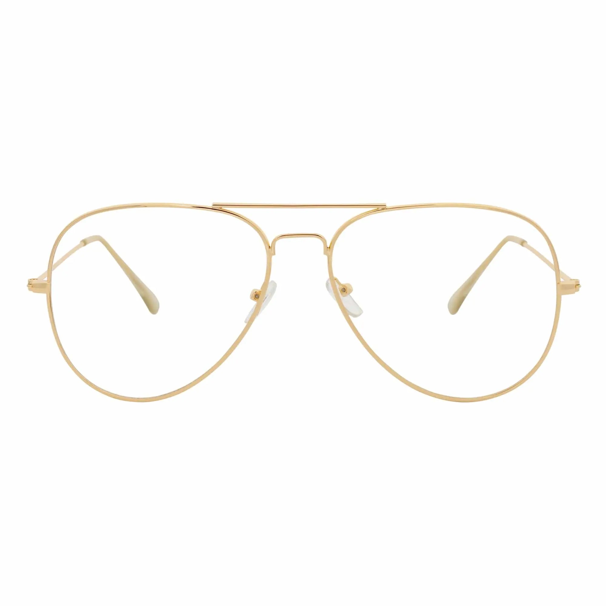 COOPER - Large Metal Aviator Gold Clear Lens Glasses 54mm Morspecs