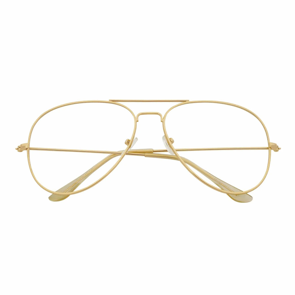 COOPER - Large Metal Aviator Gold Clear Lens Glasses 54mm Morspecs