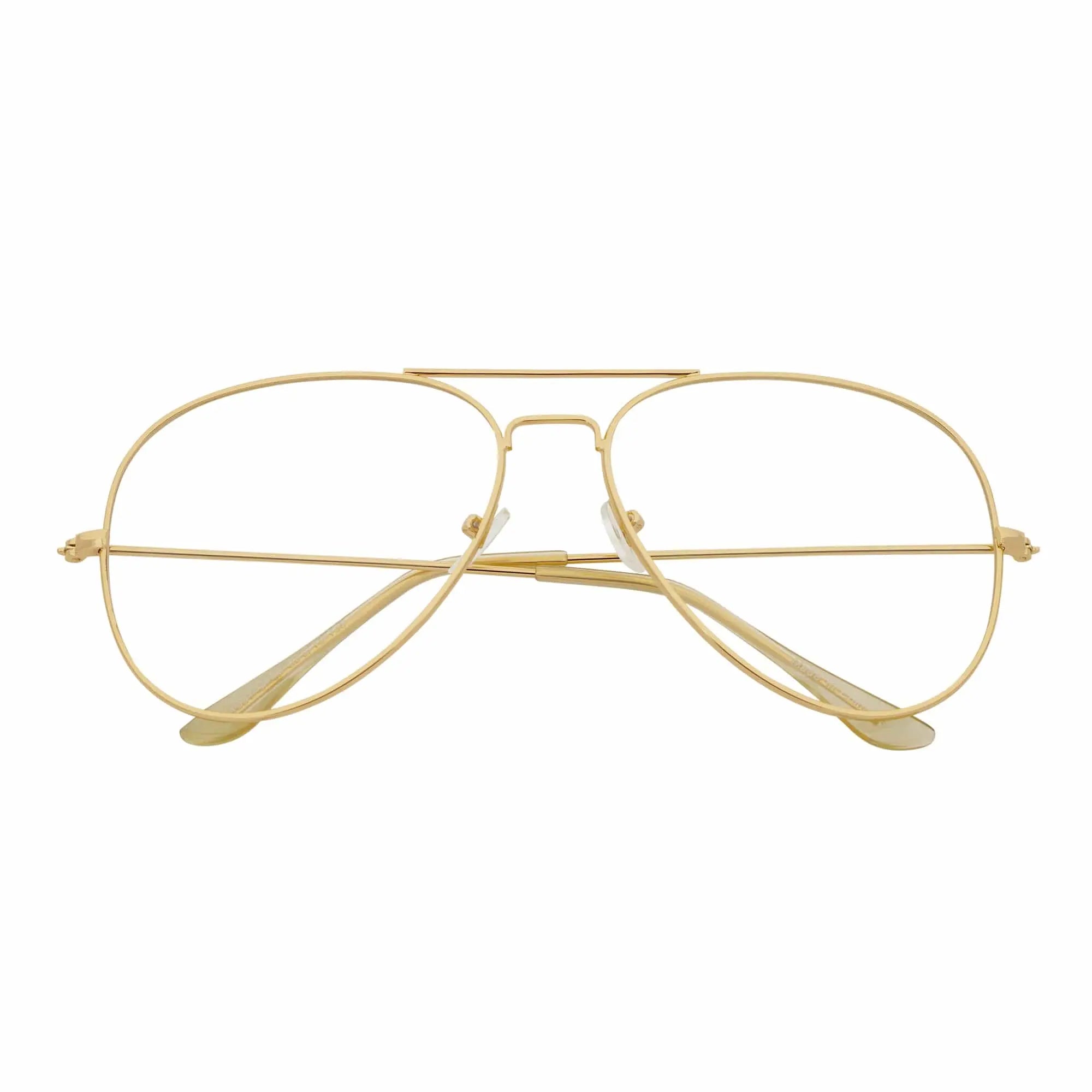 COOPER - Large Metal Aviator Gold Clear Lens Glasses 54mm Morspecs