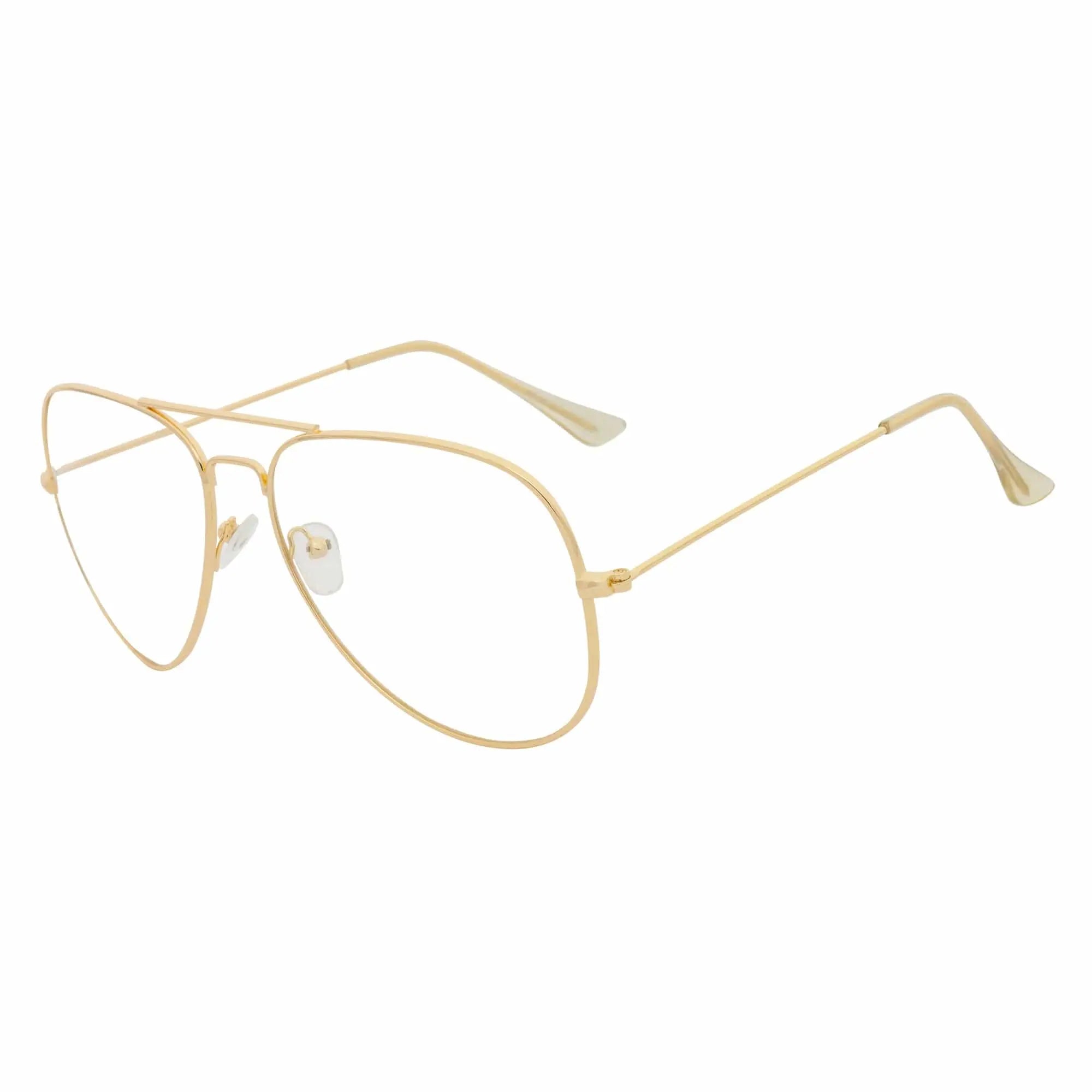 COOPER - Large Metal Aviator Gold Clear Lens Glasses 54mm Morspecs