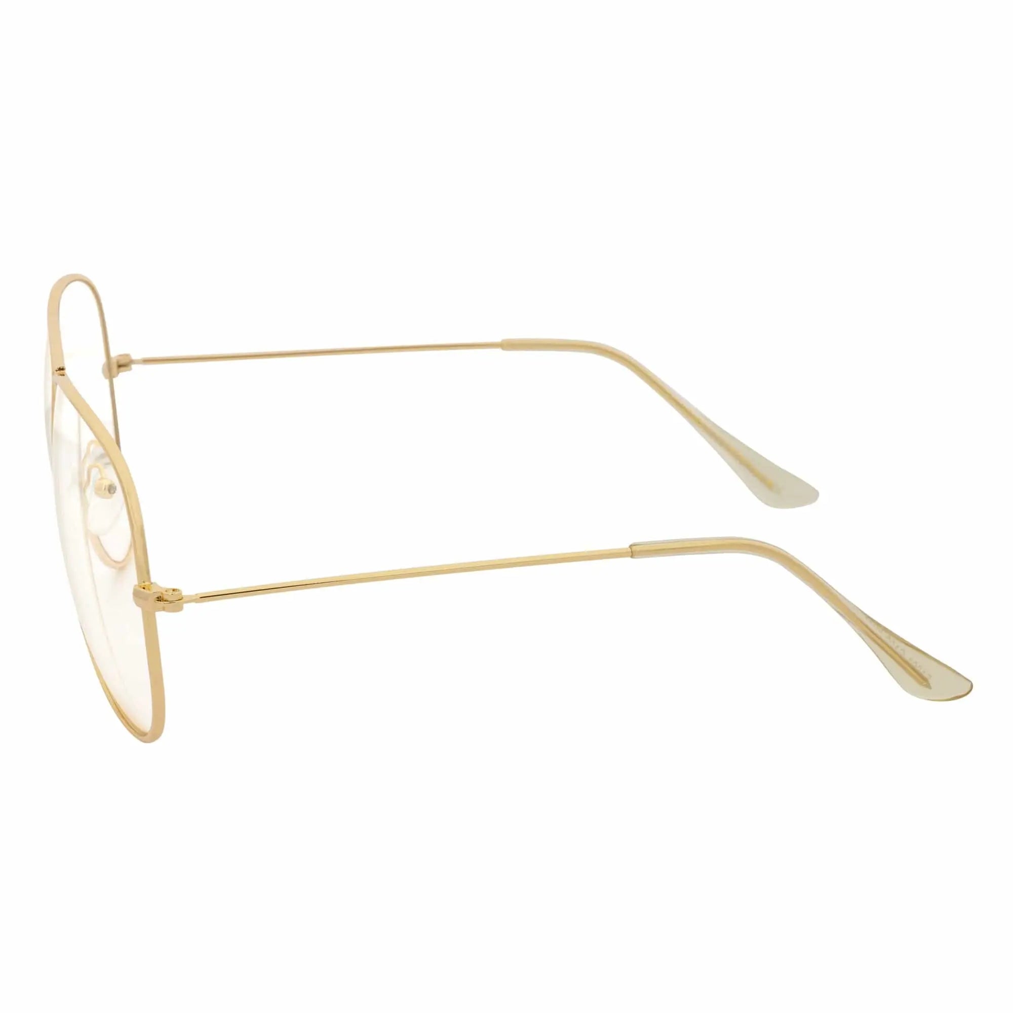 COOPER - Large Metal Aviator Gold Clear Lens Glasses 54mm Morspecs