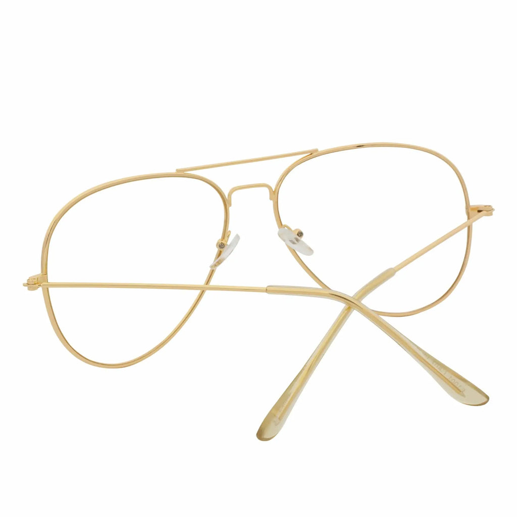 COOPER - Large Metal Aviator Gold Clear Lens Glasses 54mm Morspecs