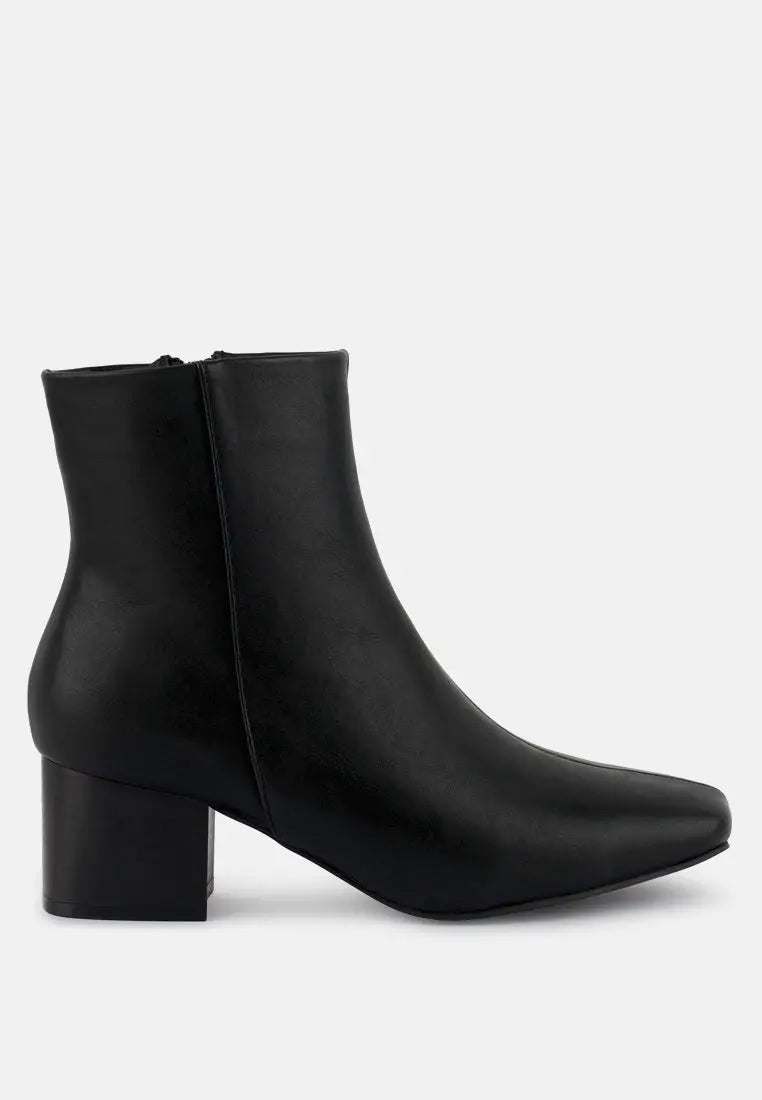Davia Leather Square Toe Ankle Boots London Rag