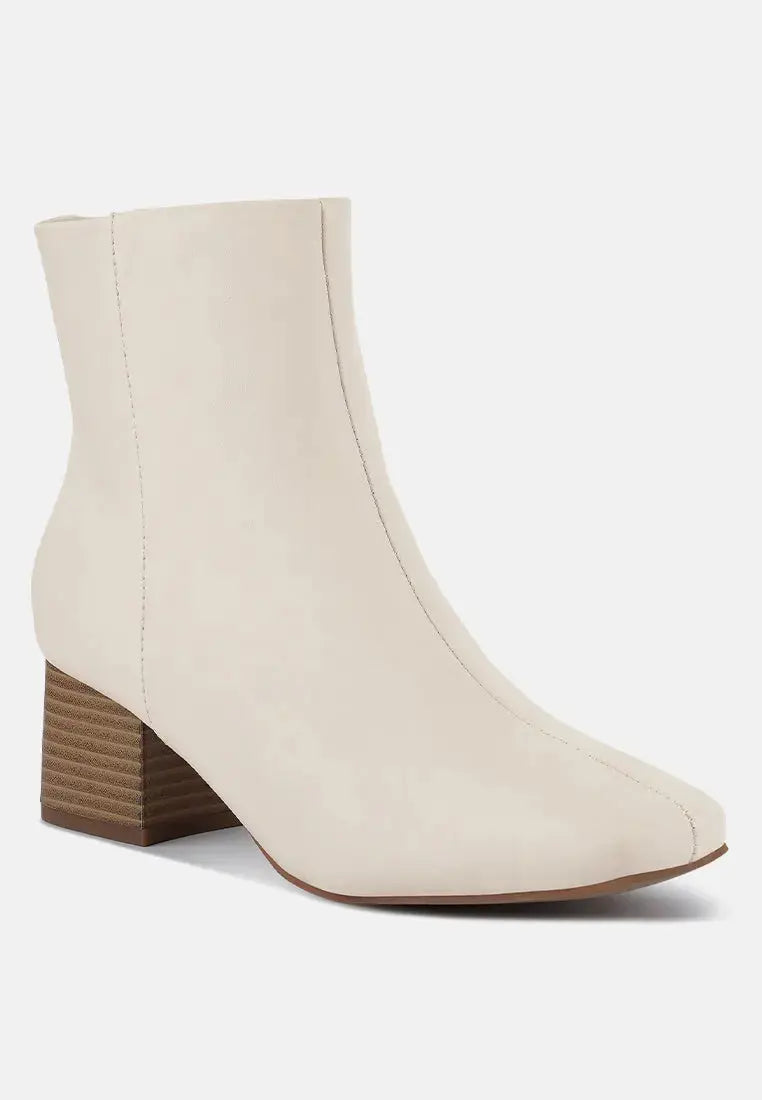 Davia Leather Square Toe Ankle Boots London Rag