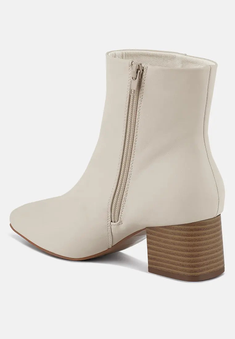 Davia Leather Square Toe Ankle Boots London Rag