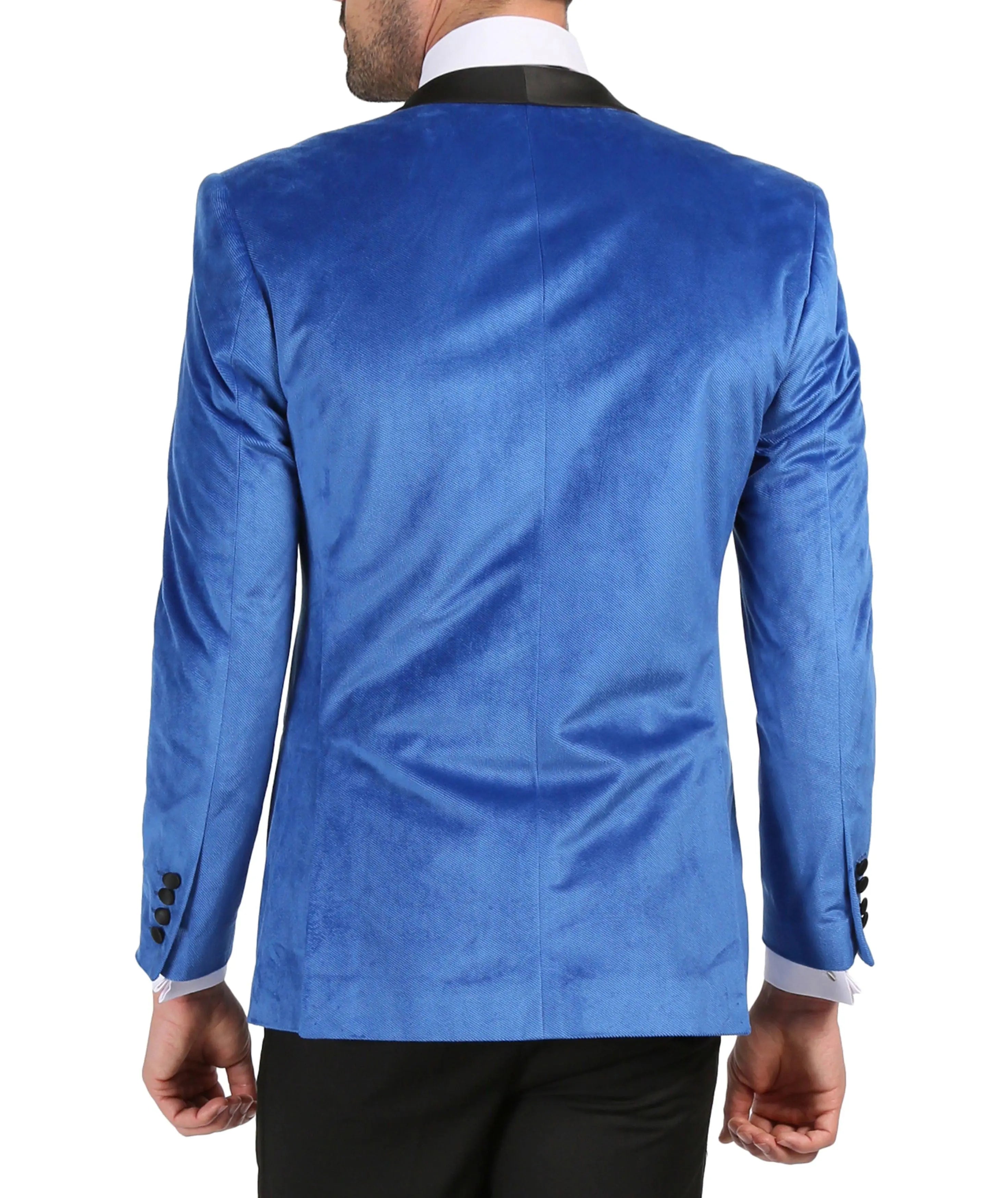 Enzo Royal Blue Slim Fit Velvet Shawl Tuxedo Blazer Ferrecci