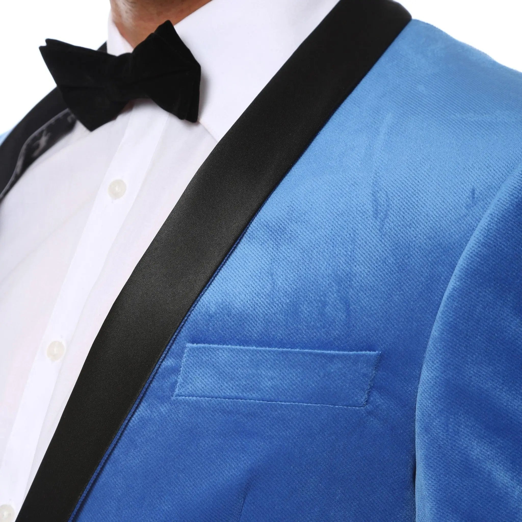Enzo Royal Blue Slim Fit Velvet Shawl Tuxedo Blazer Ferrecci