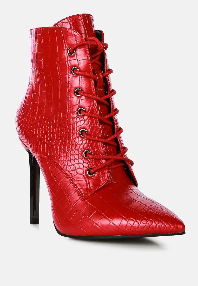 Escala Croc Stiletto Ankle Boots London Rag