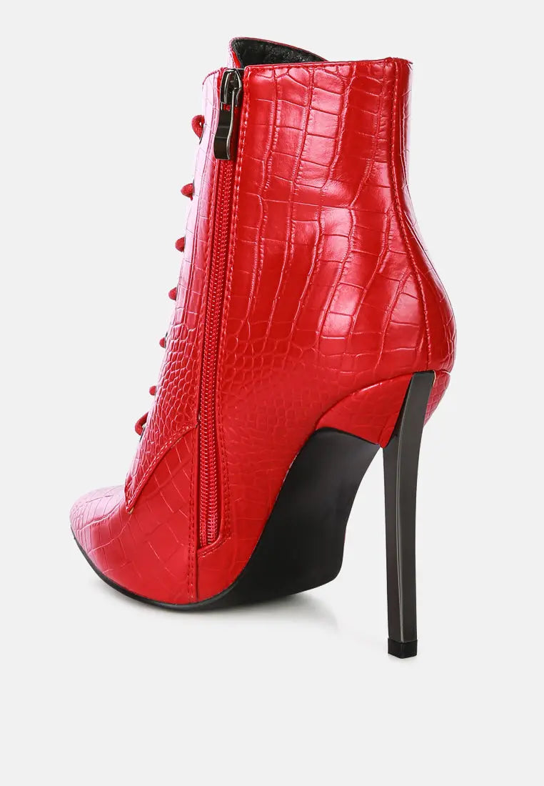Escala Croc Stiletto Ankle Boots London Rag