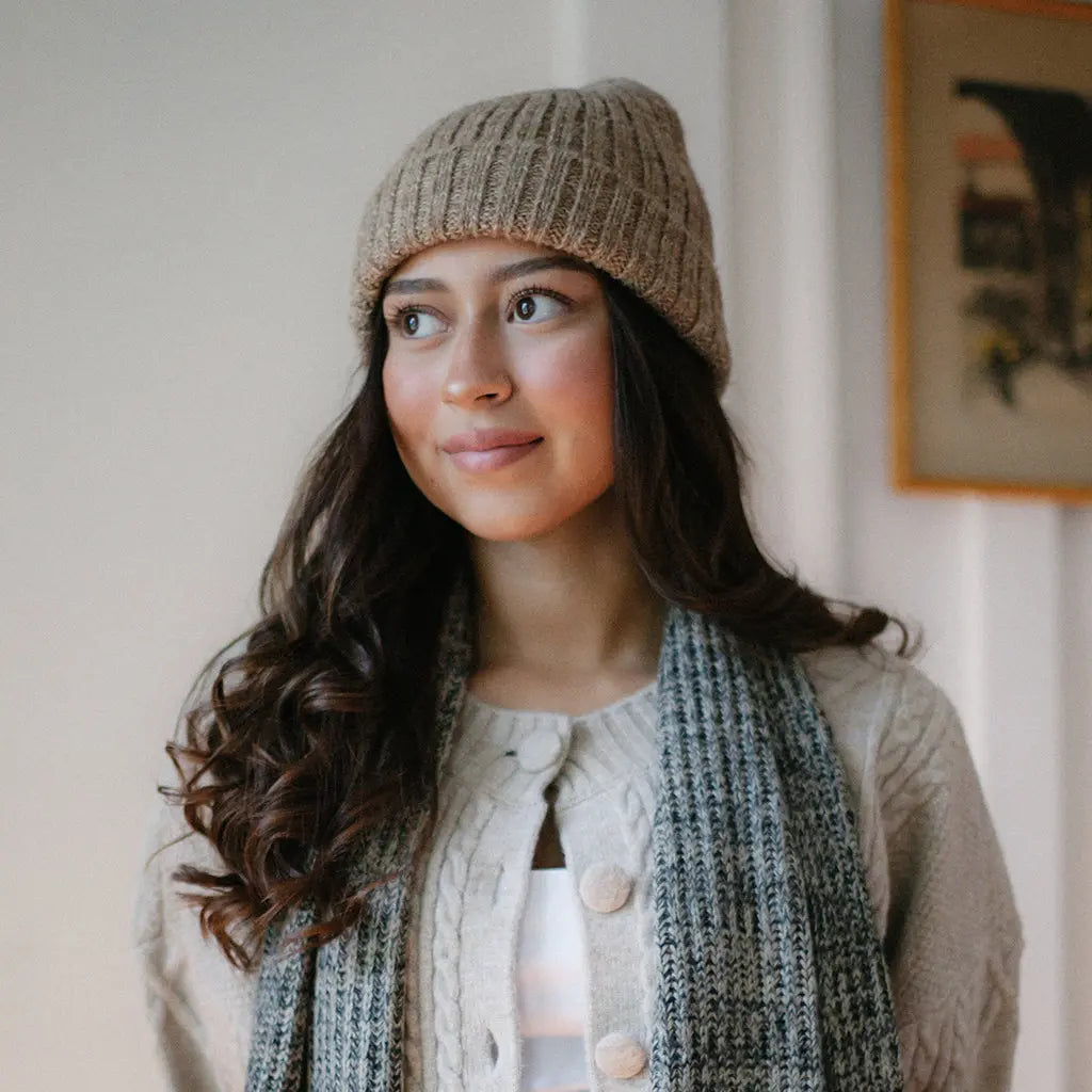 Oat Beige Ribbed Alpaca Beanie Allpa