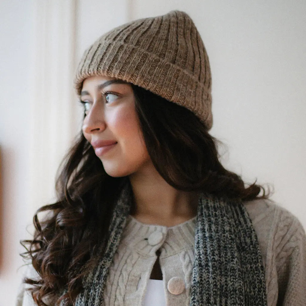 Oat Beige Ribbed Alpaca Beanie Allpa