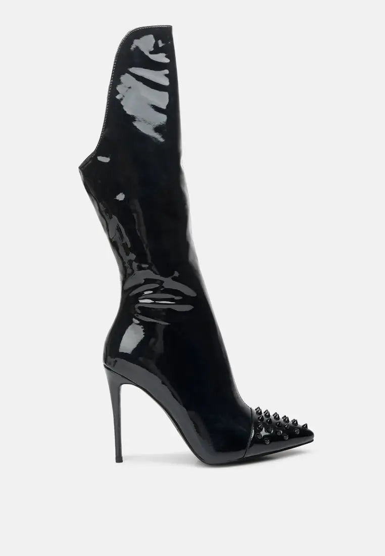 Forbidden Stud Stiletto Calf Boots London Rag