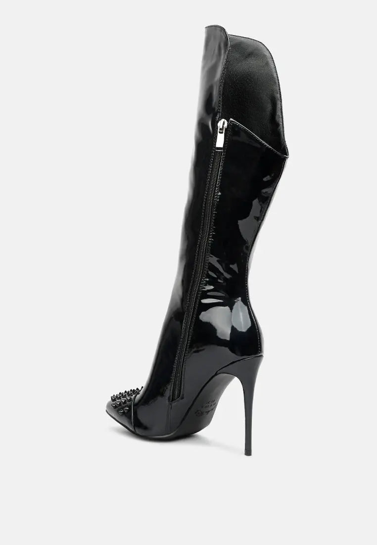 Forbidden Stud Stiletto Calf Boots London Rag