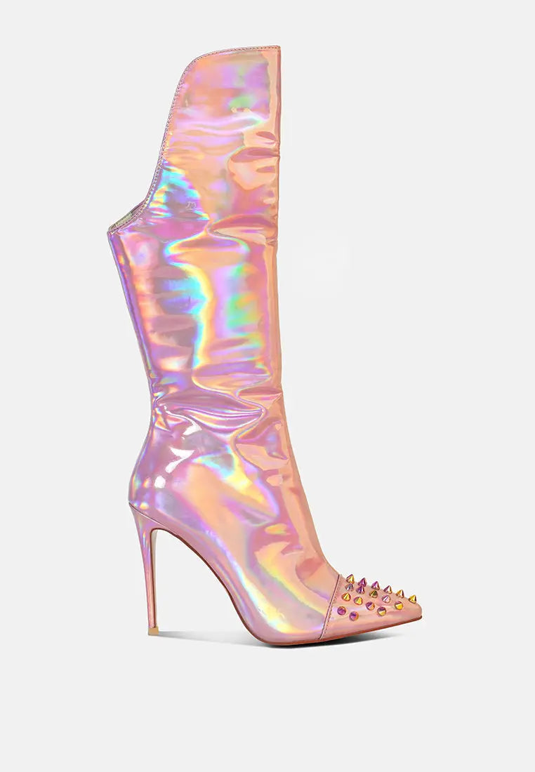 Forbidden Stud Stiletto Calf Boots London Rag