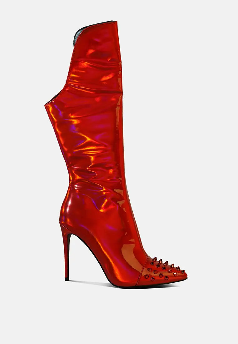 Forbidden Stud Stiletto Calf Boots London Rag