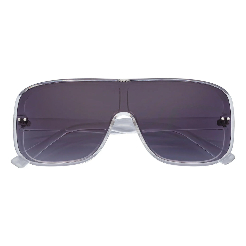 GIA - Oversize Square Flat Lens Shield Sunglasses Crystal Lavender Fade Morspecs