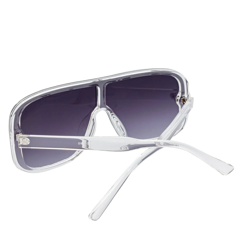 GIA - Oversize Square Flat Lens Shield Sunglasses Crystal Lavender Fade Morspecs