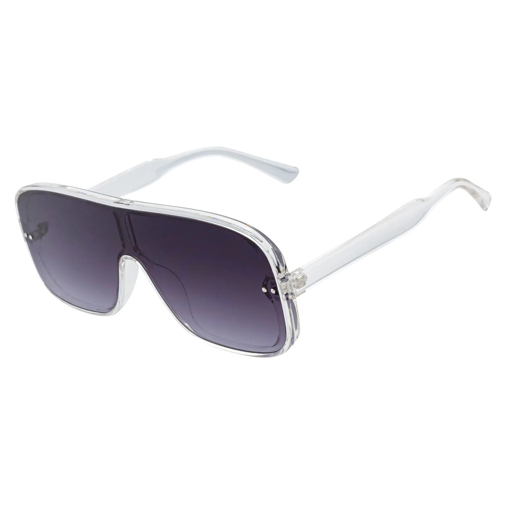 GIA - Oversize Square Flat Lens Shield Sunglasses Crystal Lavender Fade Morspecs