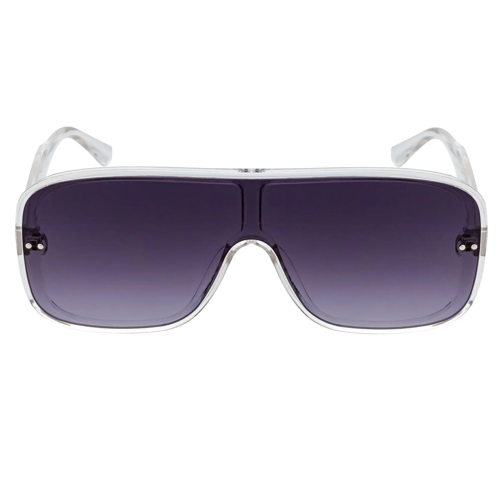 GIA - Oversize Square Flat Lens Shield Sunglasses Crystal Lavender Fade Morspecs