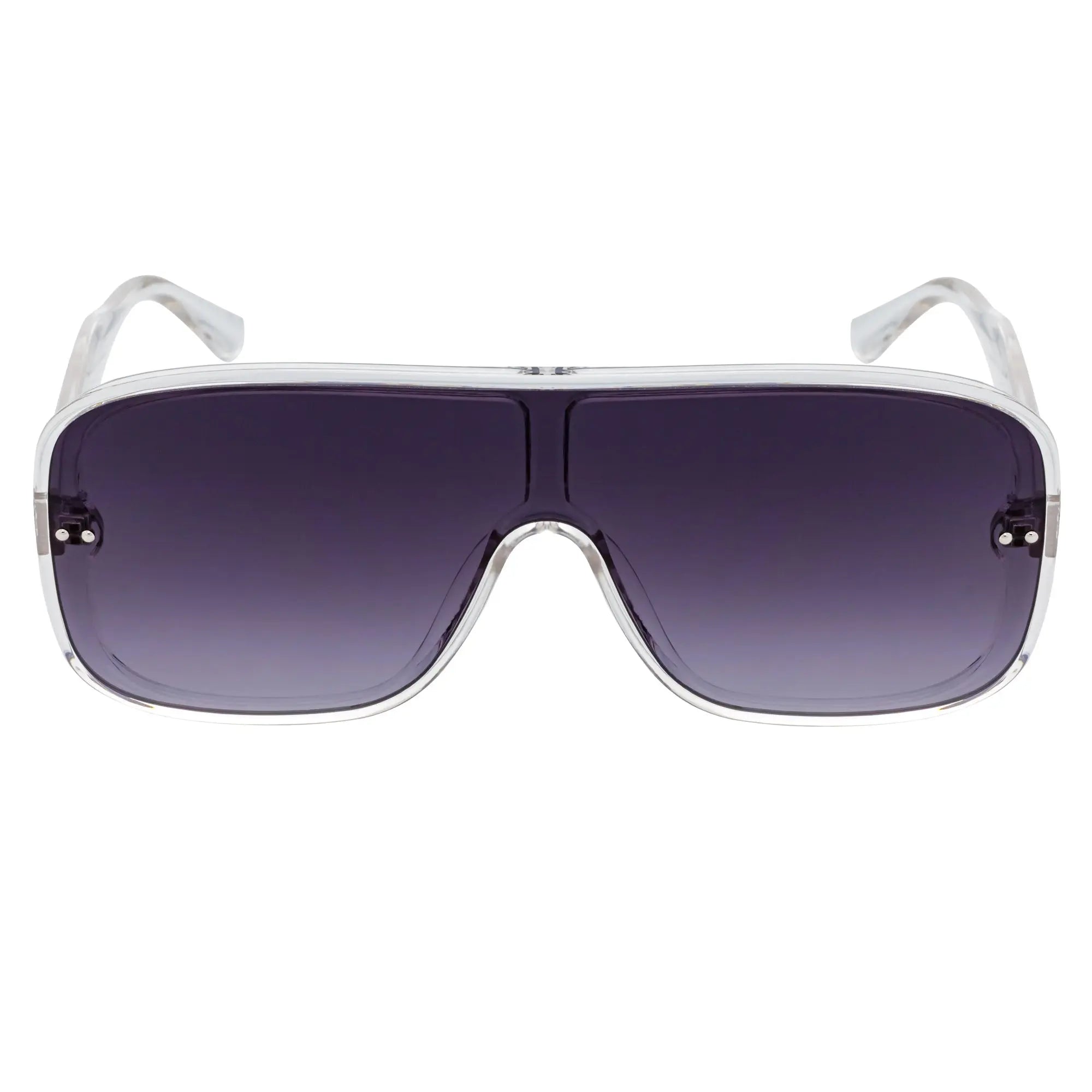 GIA - Oversize Square Flat Lens Shield Sunglasses Crystal Lavender Fade Morspecs