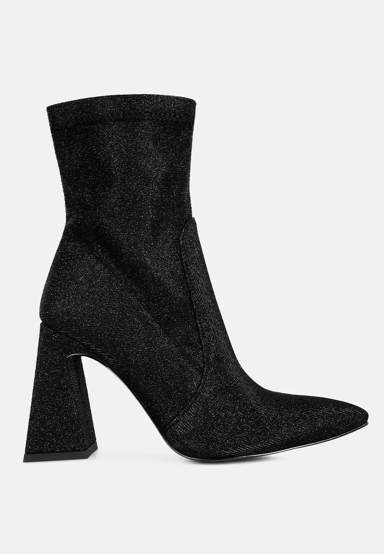 Hustlers Shimmer Block Heeled Ankle Boots London Rag