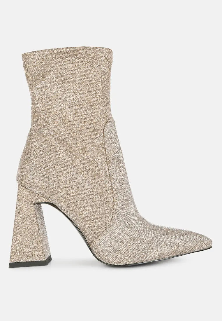 Hustlers Shimmer Block Heeled Ankle Boots London Rag