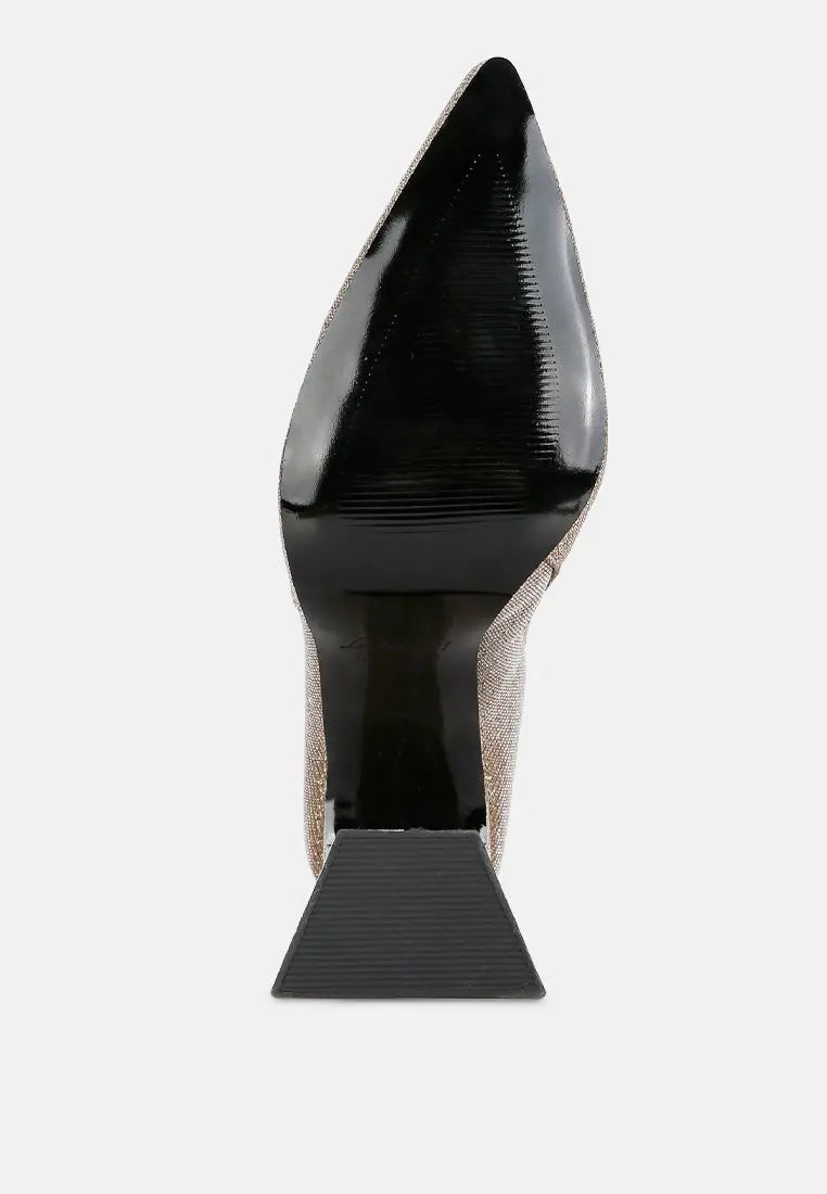 Hustlers Shimmer Block Heeled Ankle Boots London Rag