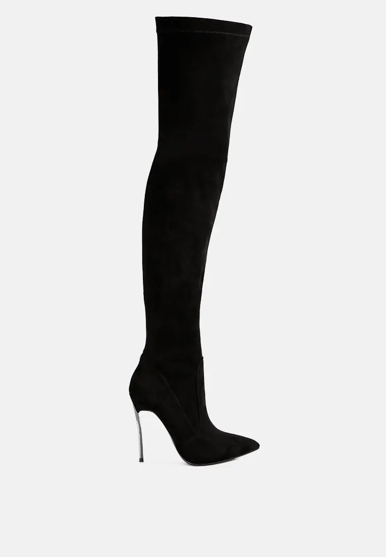 Jaynetts Stretch Suede Micro High Knee Boots London Rag