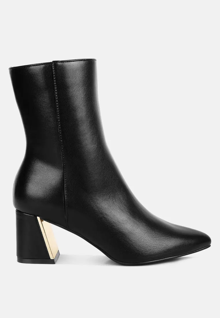 Kaira Metallic Accent Heel High Ankle Boots London Rag