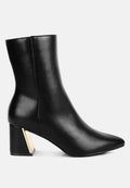 Kaira Metallic Accent Heel High Ankle Boots London Rag