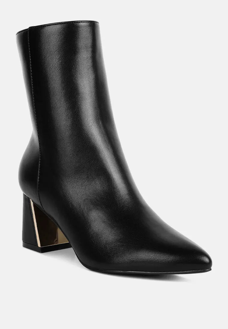 Kaira Metallic Accent Heel High Ankle Boots London Rag