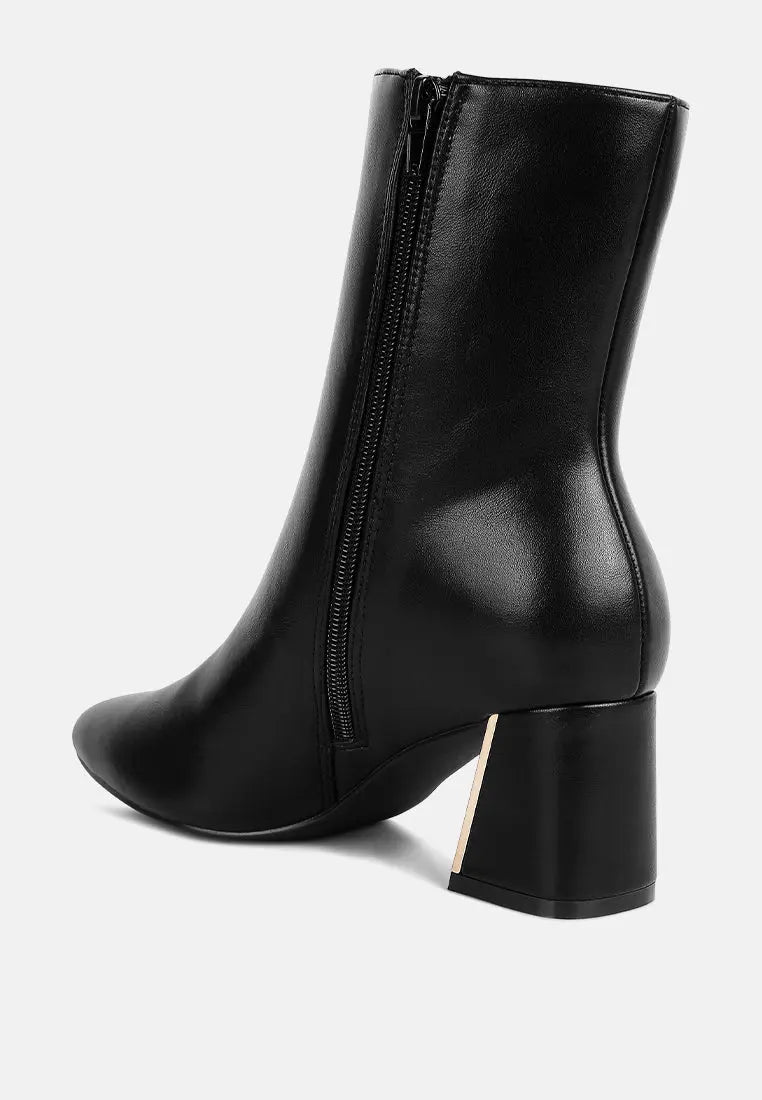 Kaira Metallic Accent Heel High Ankle Boots London Rag