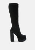Lazuli High Block Heel Velvet Boot London Rag