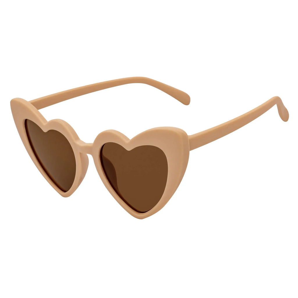 LITTLEHEART - Kids Girls Small Heart Shaped Sunglasses Tan Brown Morspecs
