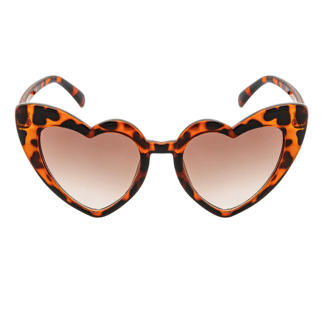 LITTLEHEART - Kids Girls Small Heart Shaped Sunglasses Tortoise Amber Morspecs