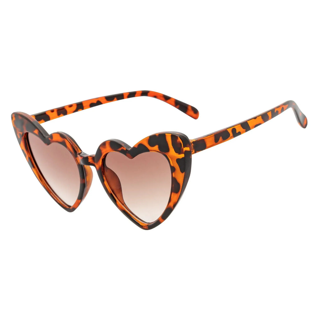 LITTLEHEART - Kids Girls Small Heart Shaped Sunglasses Tortoise Amber Morspecs