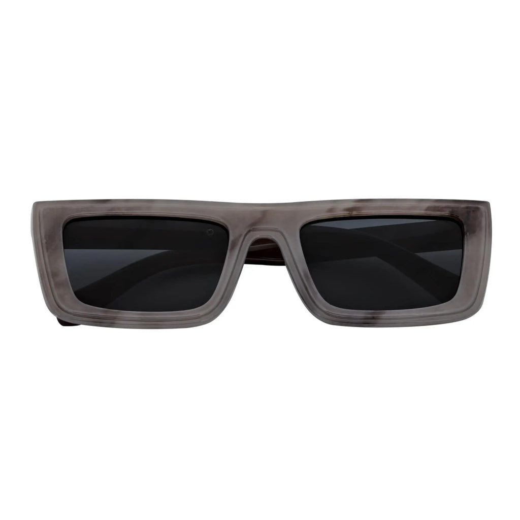 LOWKEY - Small Flat Top Rectangle Sunglasses Gray Smoke Morspecs