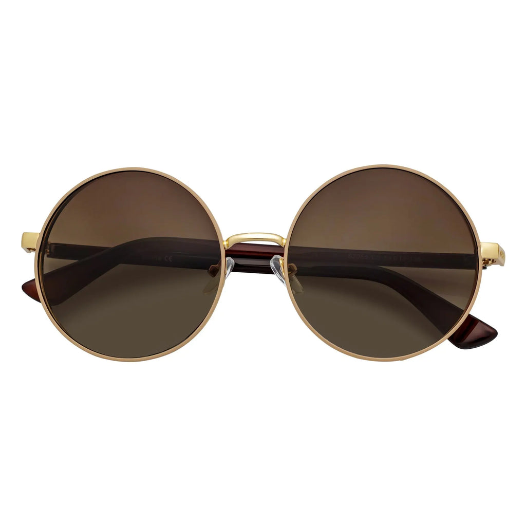 LUNA - Oversize Metal Round Sunglasses Gold-Brown Fade Morspecs