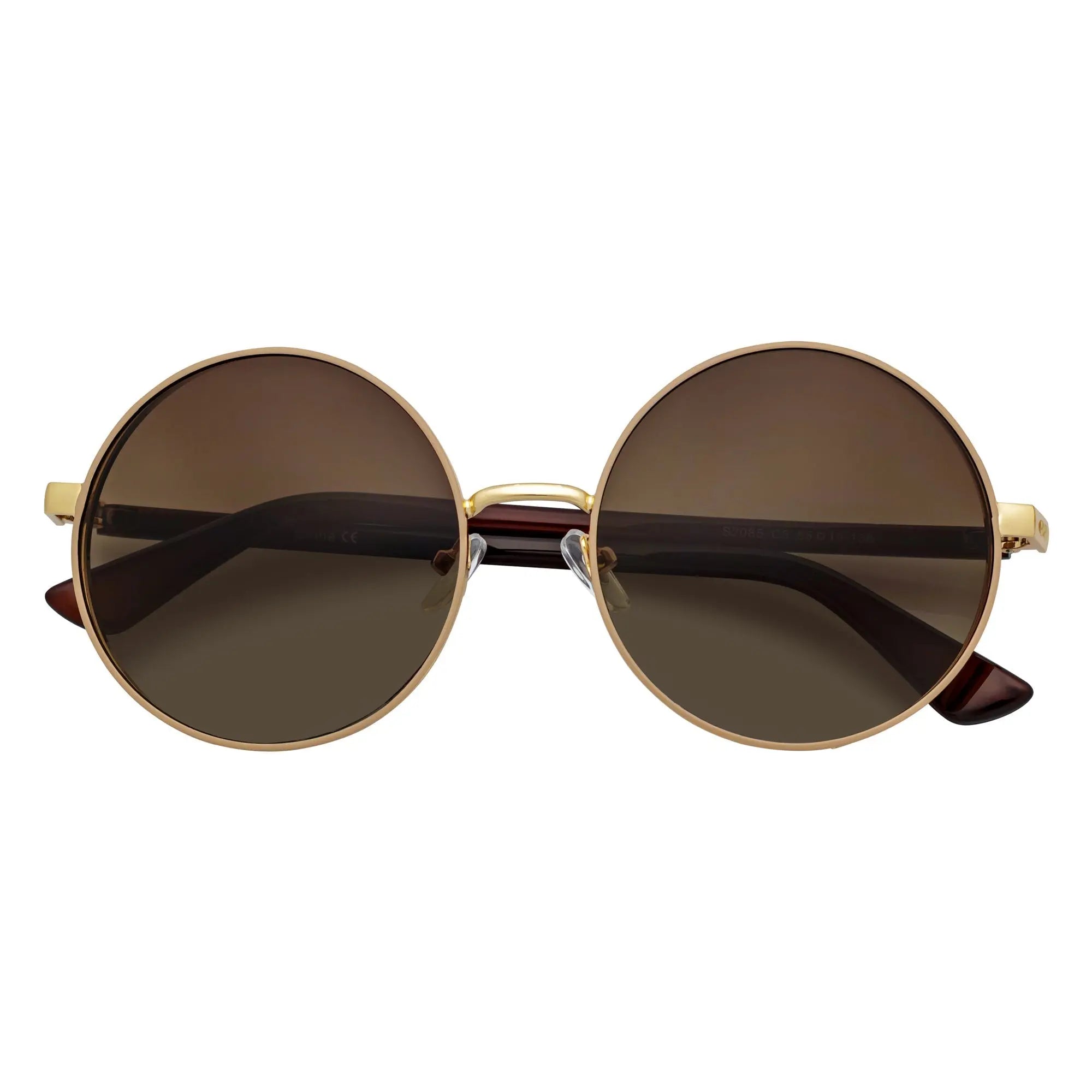 LUNA - Oversize Metal Round Sunglasses Gold-Brown Fade Morspecs
