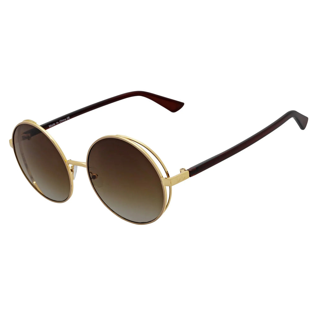 LUNA - Oversize Metal Round Sunglasses Gold-Brown Fade Morspecs