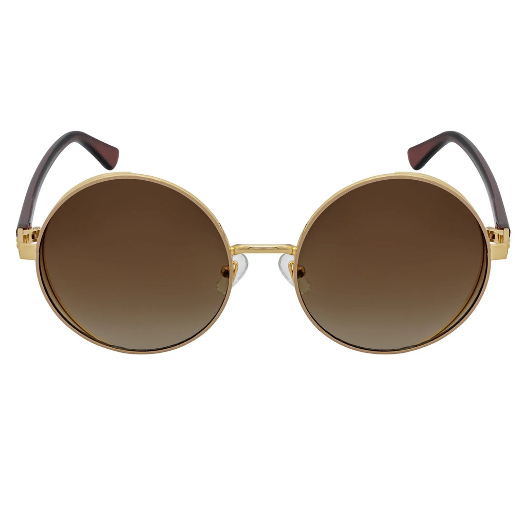 LUNA - Oversize Metal Round Sunglasses Gold-Brown Fade Morspecs