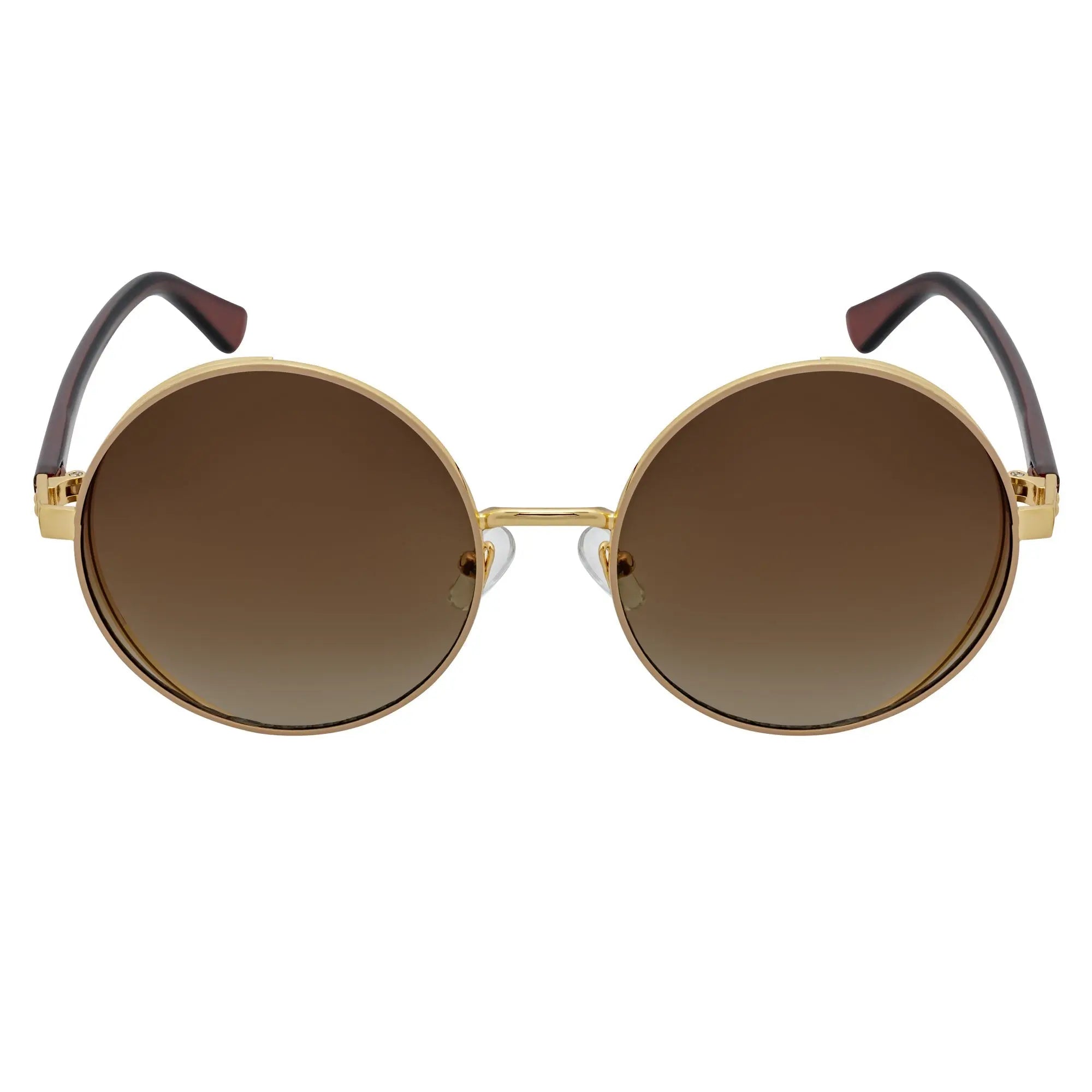 LUNA - Oversize Metal Round Sunglasses Gold-Brown Fade Morspecs