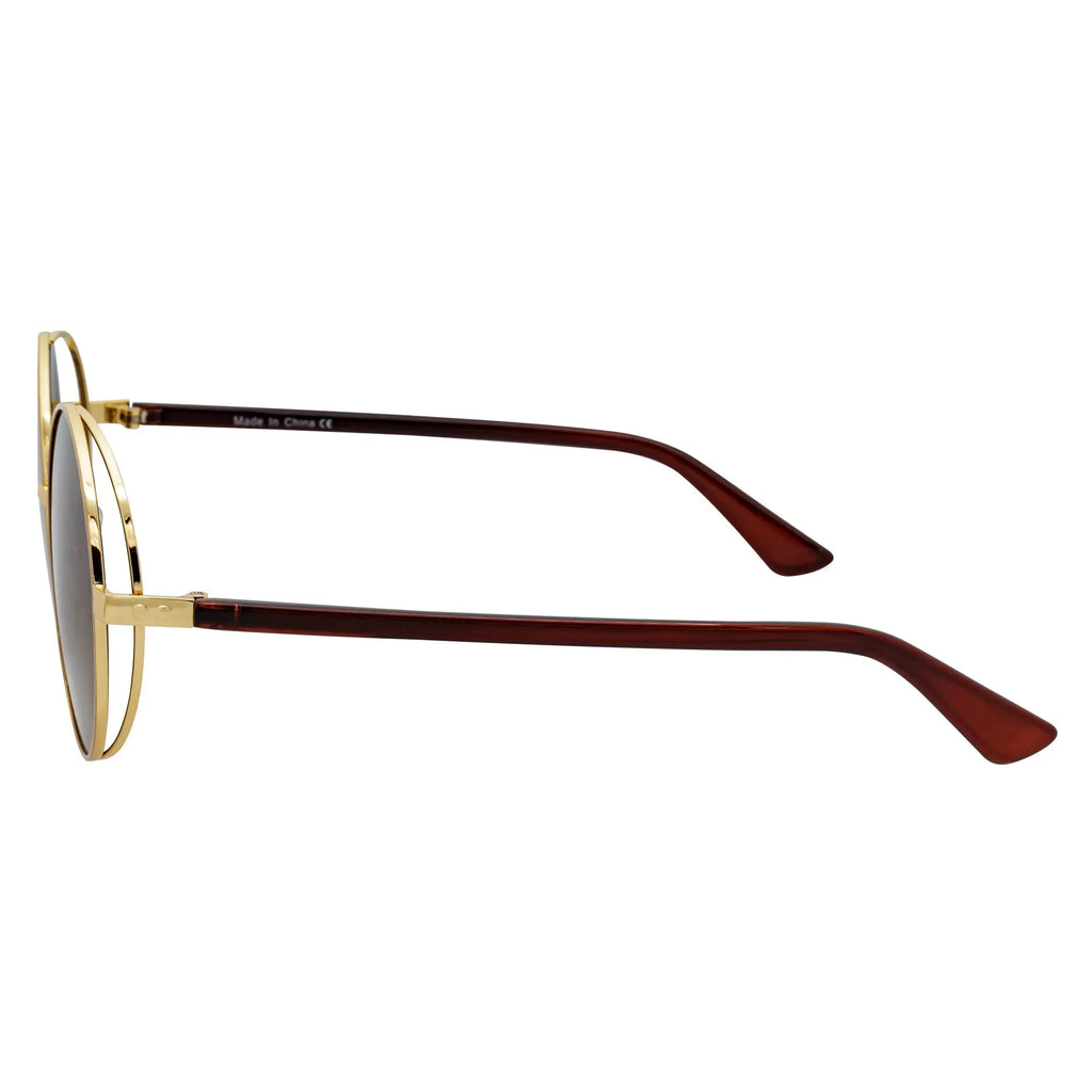 LUNA - Oversize Metal Round Sunglasses Gold-Brown Fade Morspecs