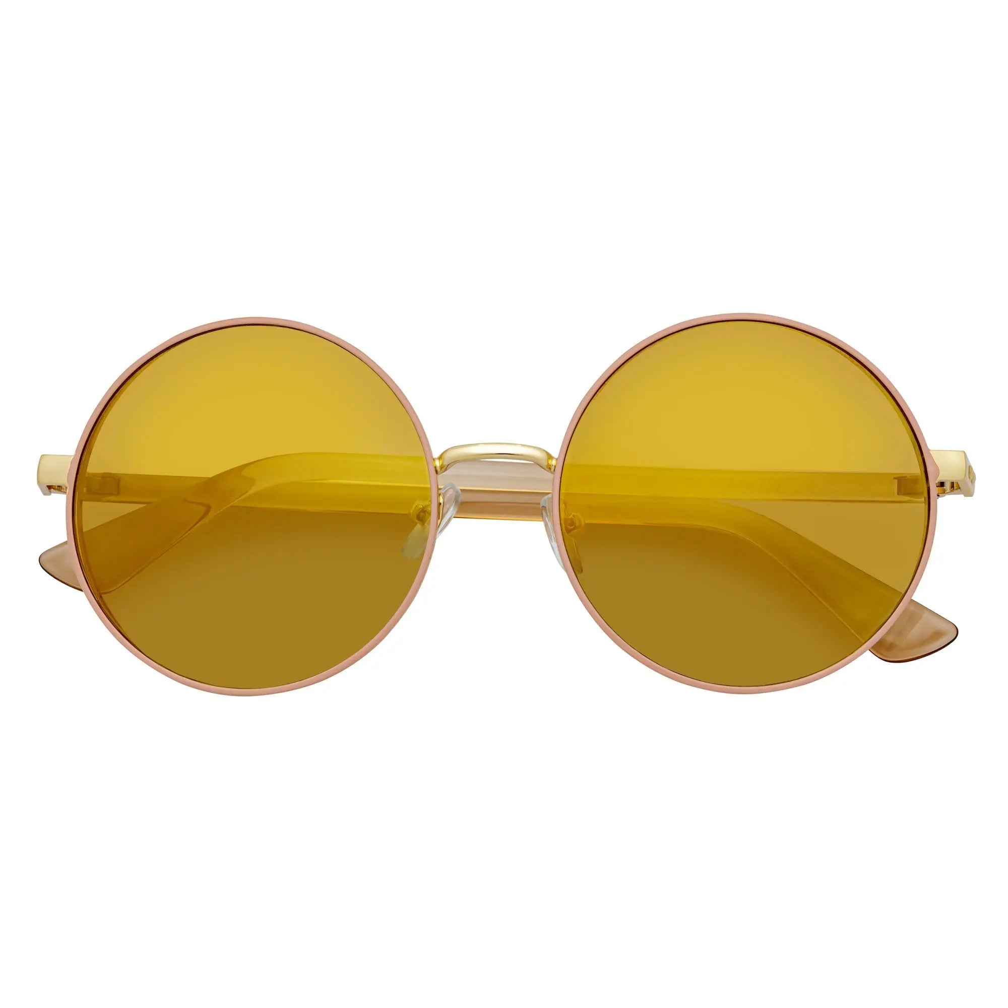 LUNA - Oversize Metal Round Sunglasses Gold-Tan Gold Mirror Morspecs