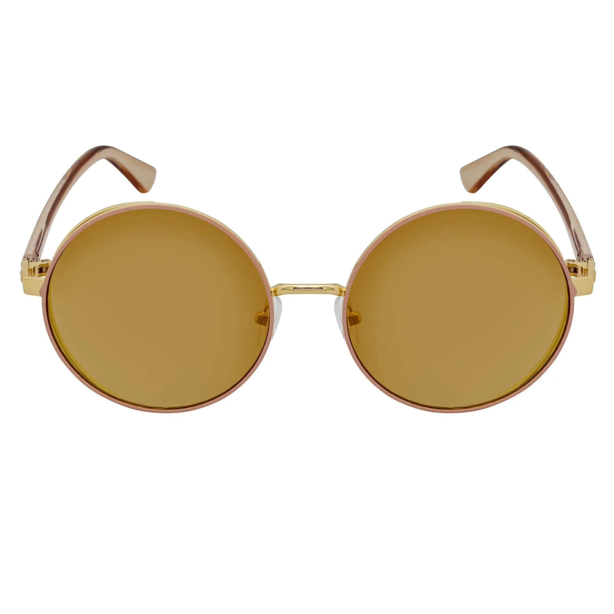 LUNA - Oversize Metal Round Sunglasses Gold-Tan Gold Mirror Morspecs