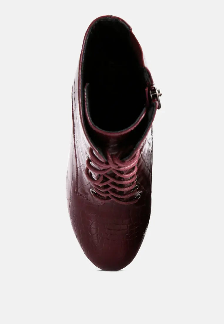 Magdalene Croc High Heel Patform Boots London Rag