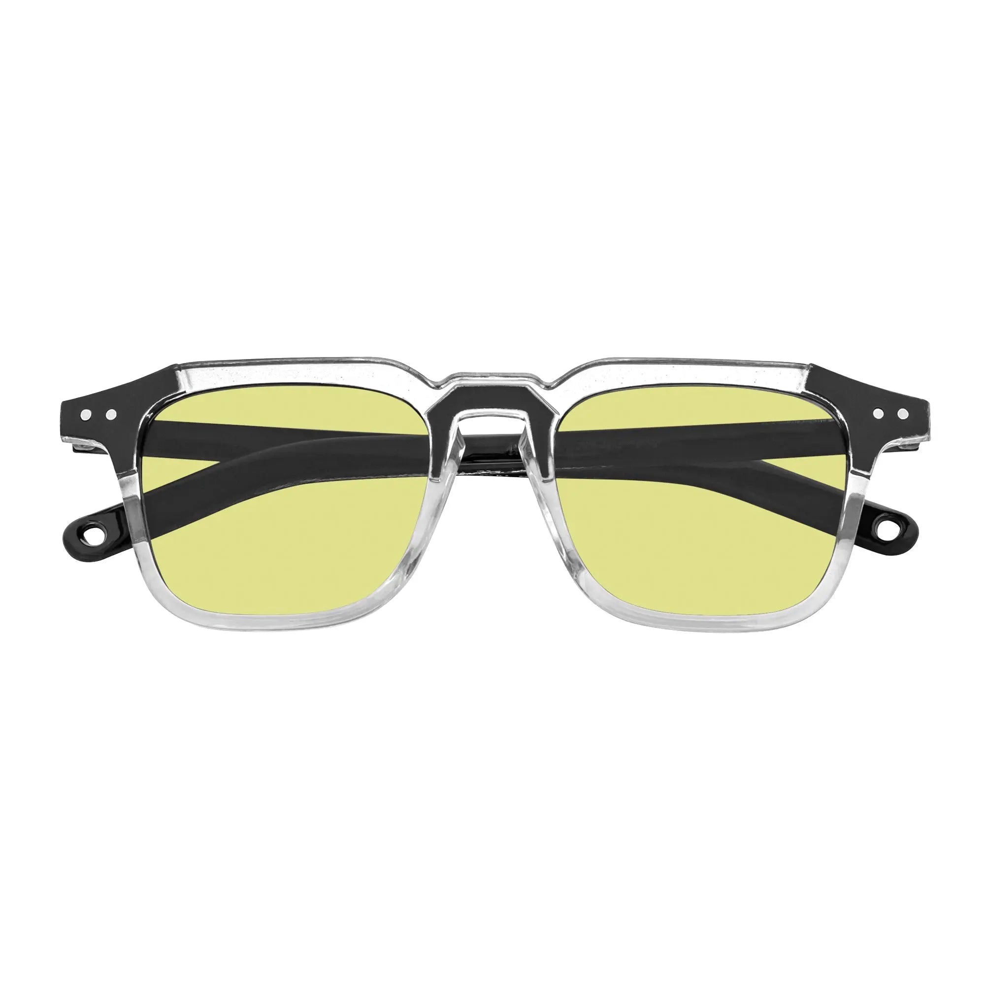 MISSONI - Square Horn Rimmed Sunglasses Black-Clear Yellow Morspecs