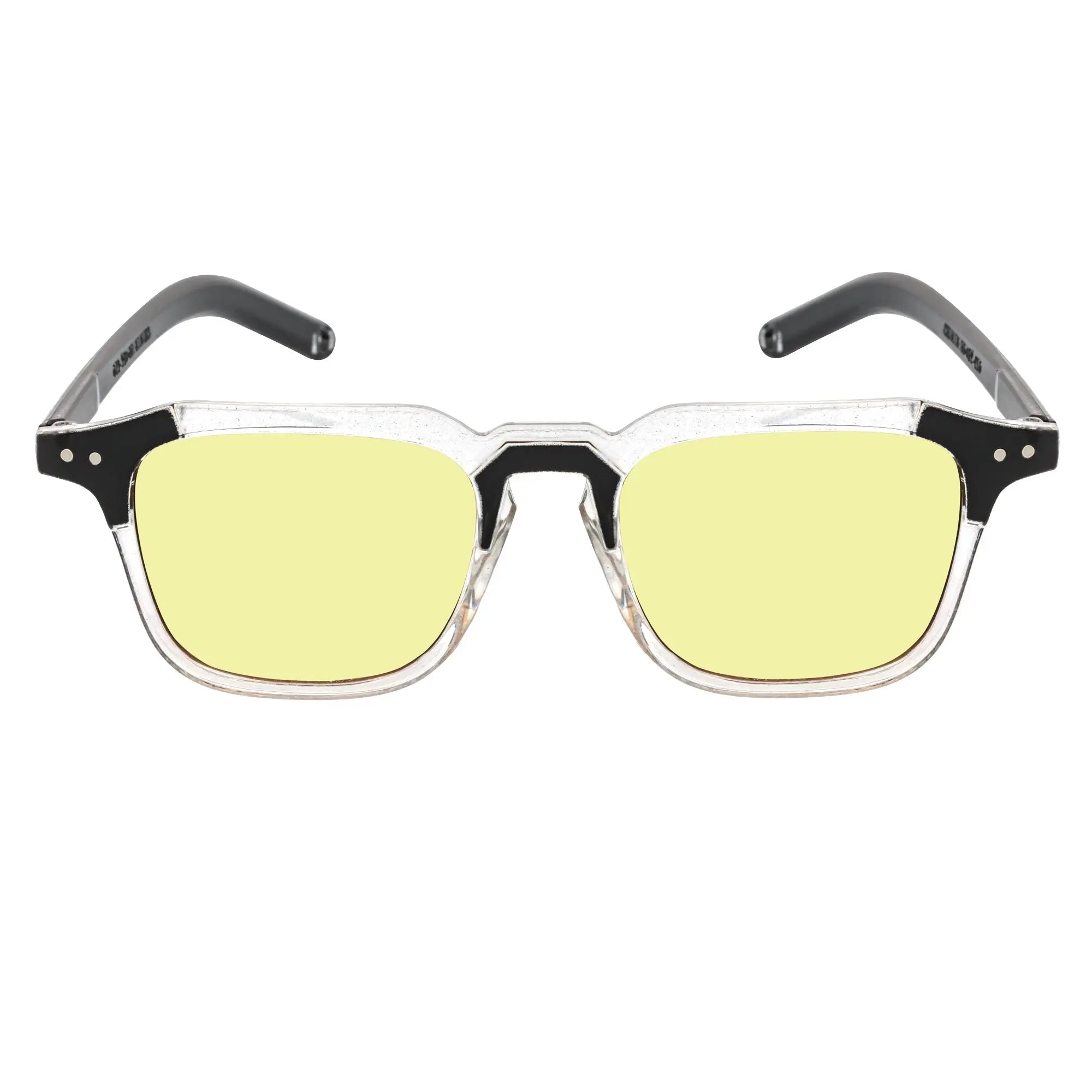 MISSONI - Square Horn Rimmed Sunglasses Black-Clear Yellow Morspecs